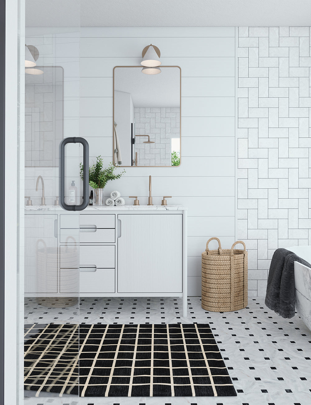 Caper Black Natural Checkered Rug 