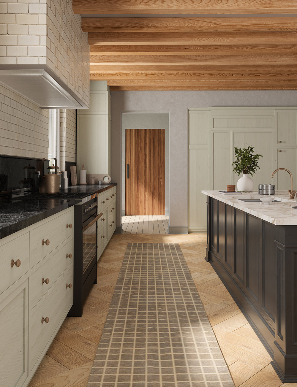 Caper Natural Beige Checkered Rug 