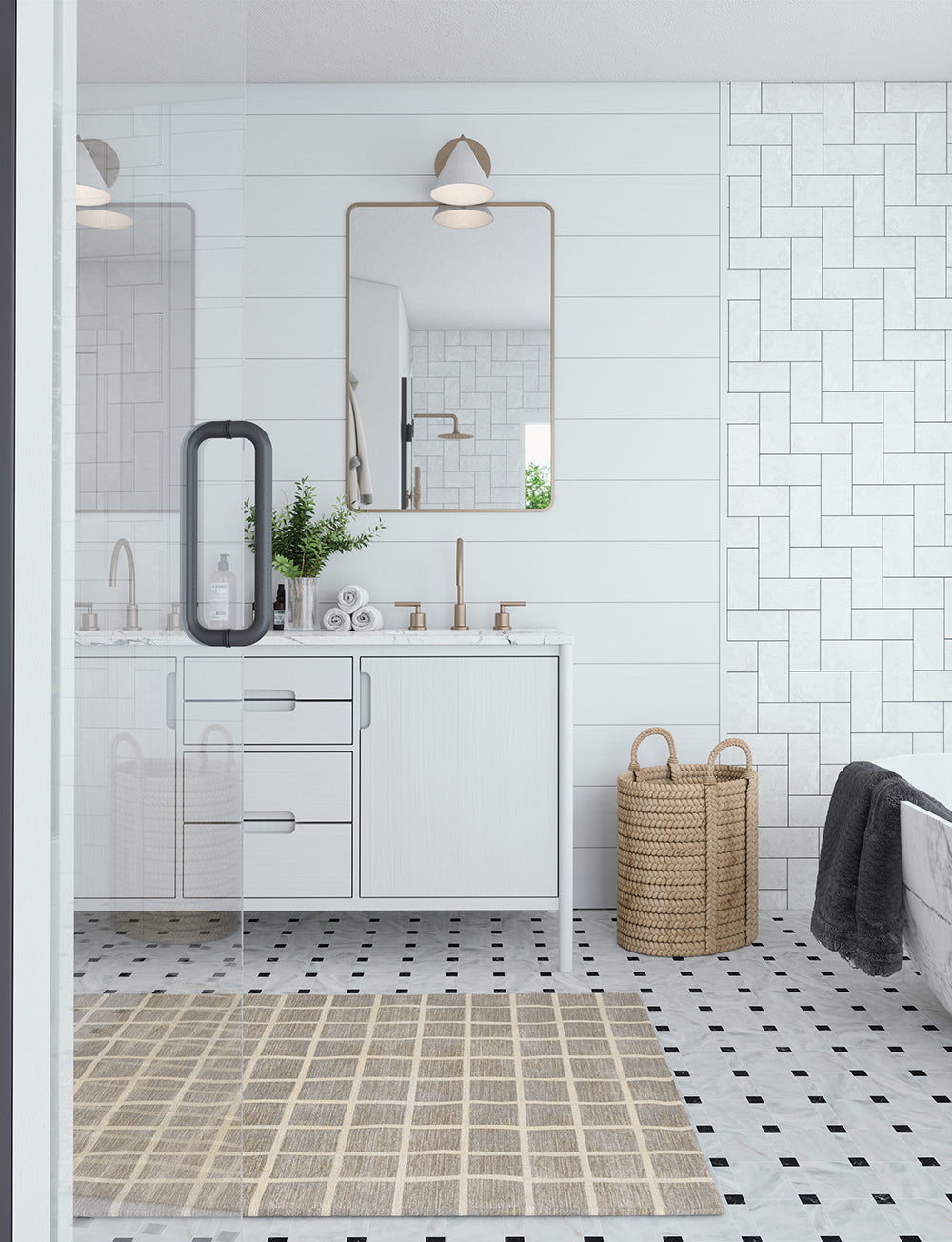 Caper Natural Beige Checkered Rug 