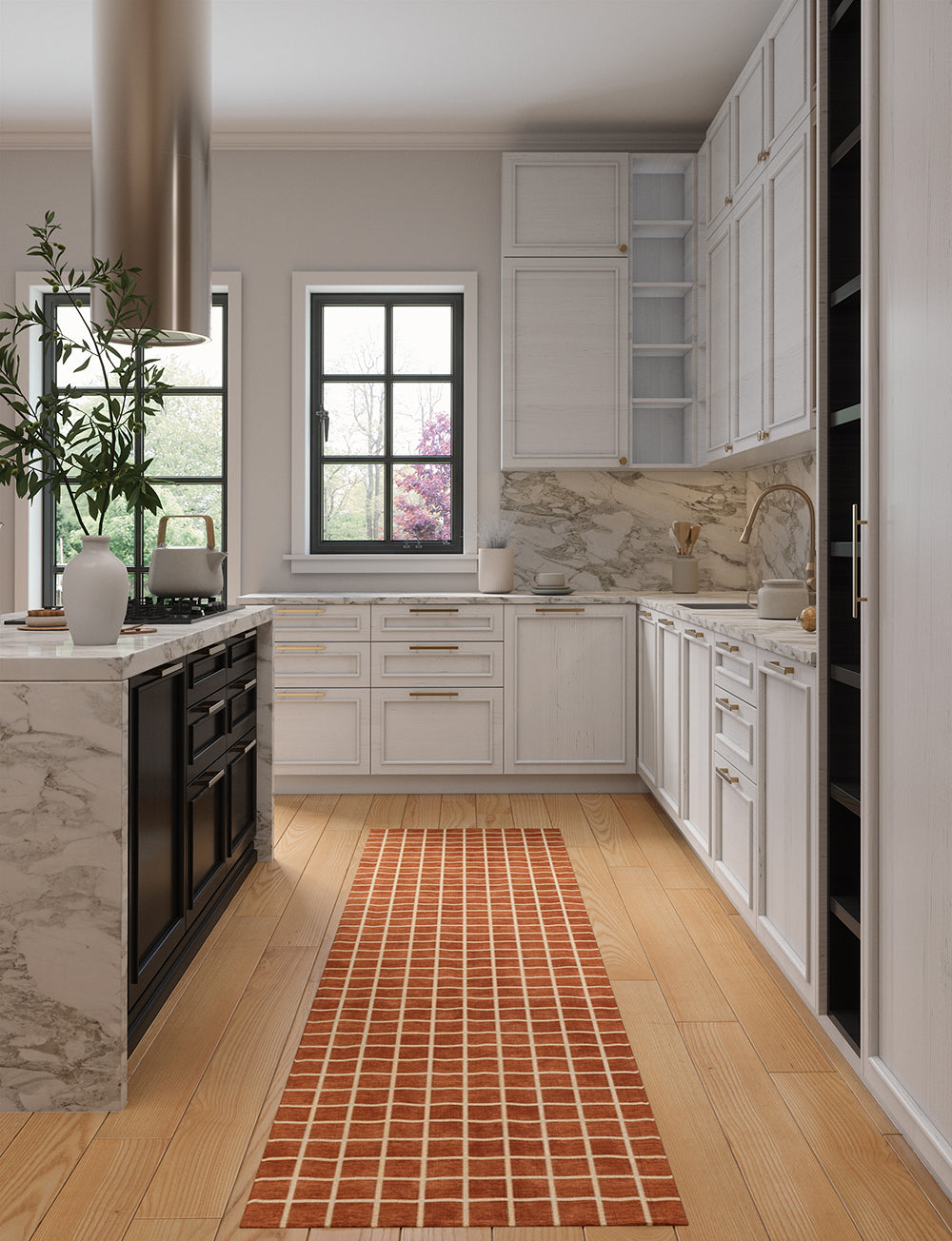 Caper Orange Natural Checkered Rug 