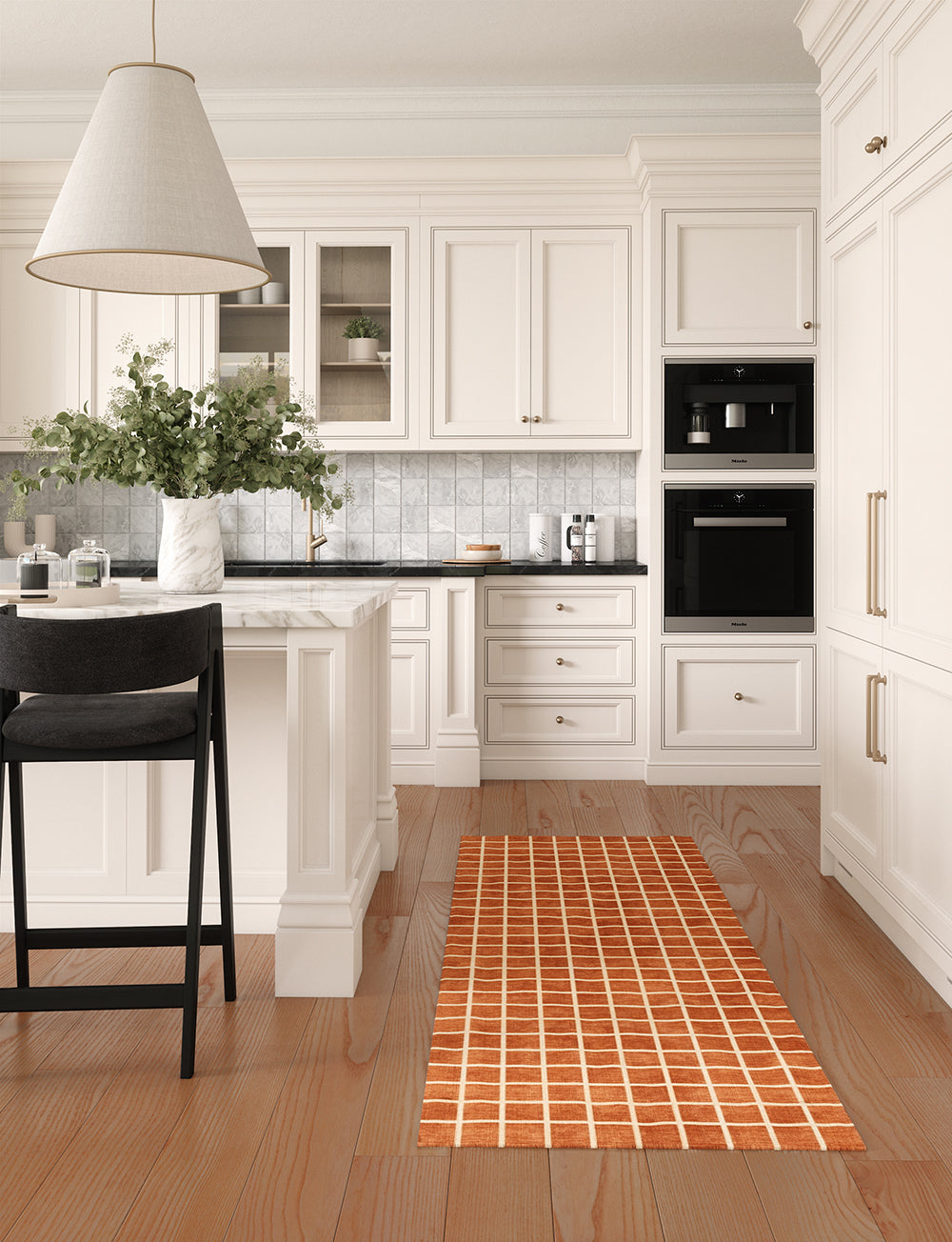 Caper Orange Natural Checkered Rug 