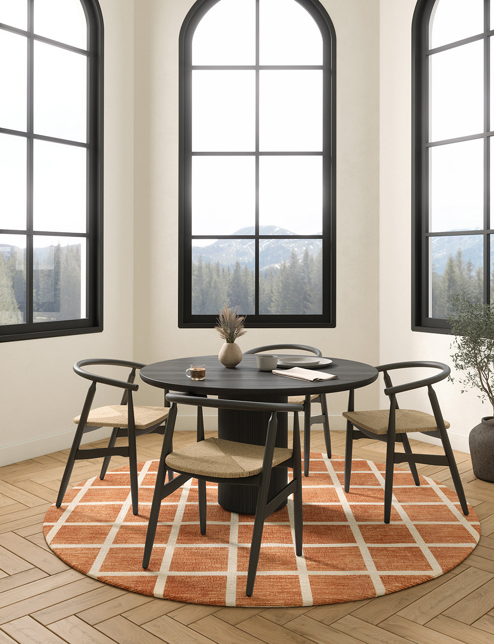 Caper Orange Natural Checkered Rug 