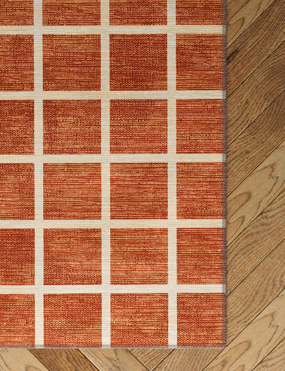 Caper Orange Natural Checkered Rug 