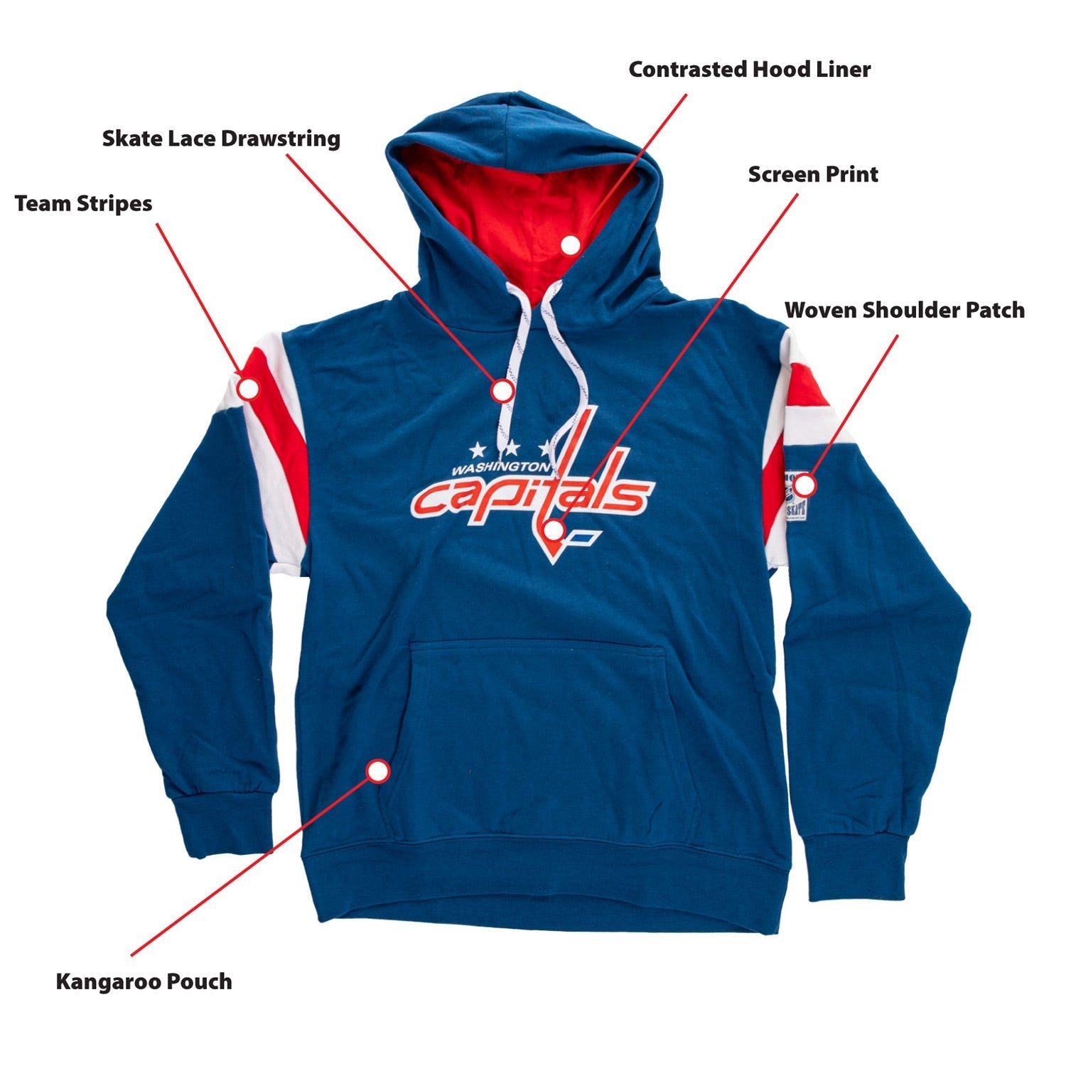 Washington Capitals Varsity Retro Style Hoodie 