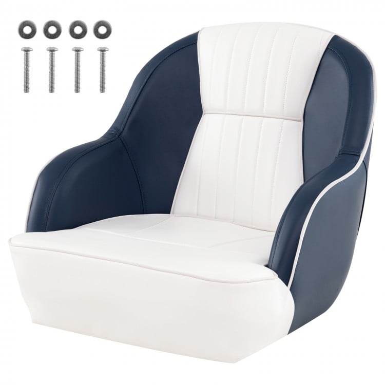 Captain Bucket Seat Pontoon Boat Chair with PVC Leather and Armrests