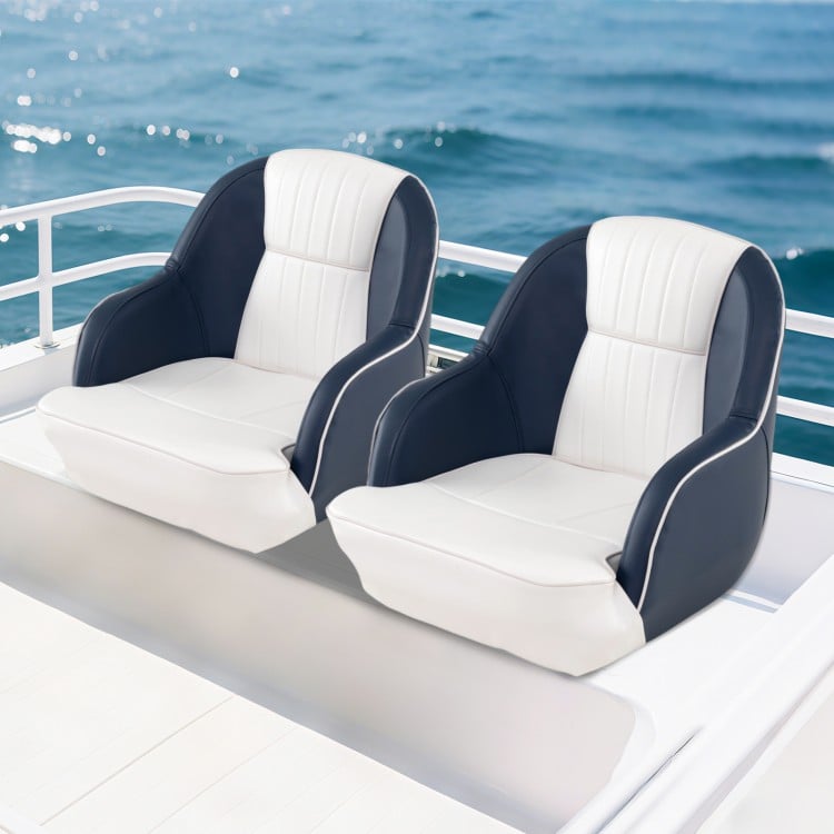 Captain Bucket Seat Pontoon Boat Chair with PVC Leather and Armrests