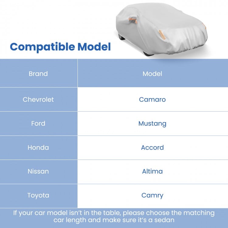 Car Cover for Automobiles 193 Inch Rain Sun UV Protection Universal Fit Sedan Chevrolet Ford Nissan