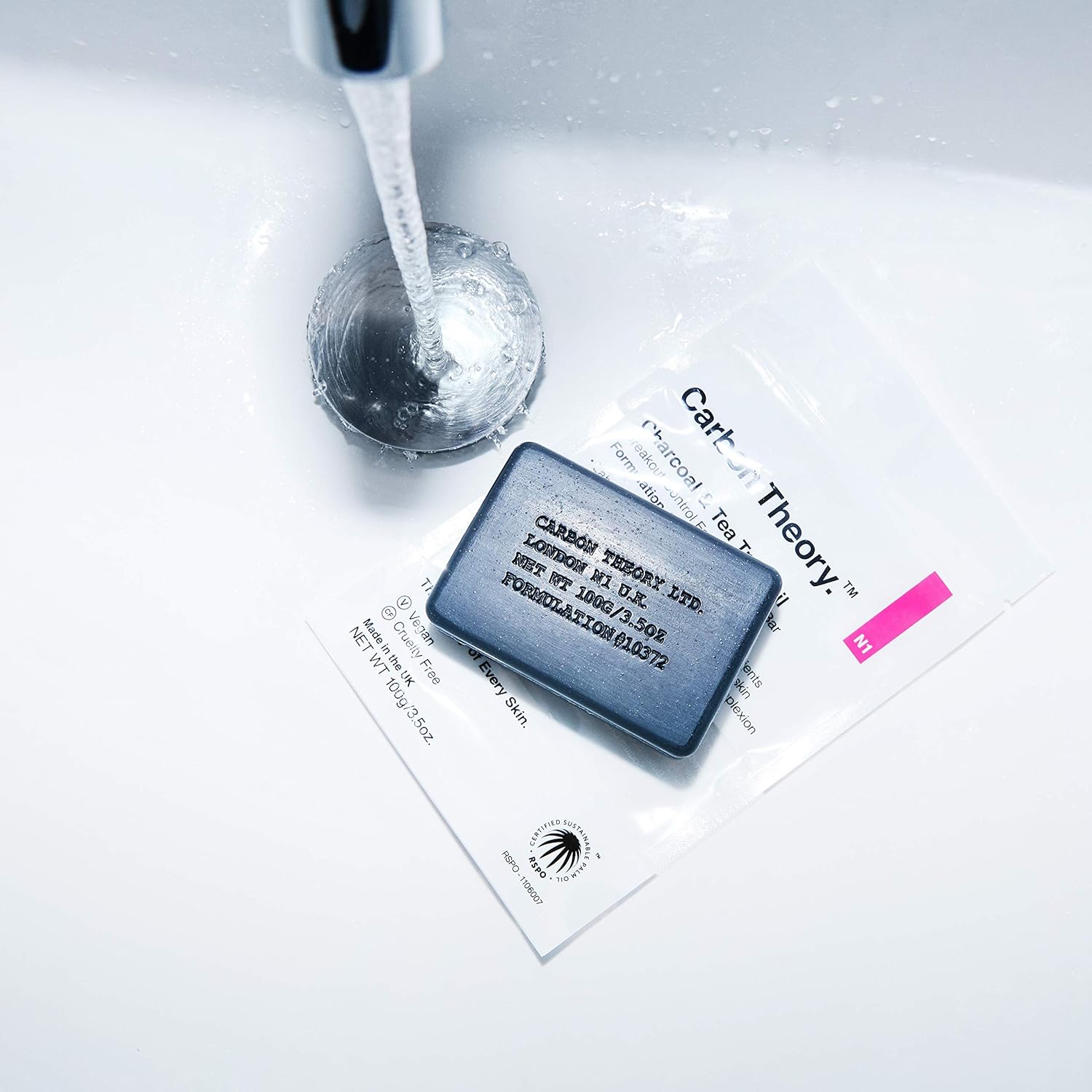 CHARCOAL & TEA TREE OIL FACIAL CLEANSING BAR IN RESEALABLE TRAVEL PACK - 100G