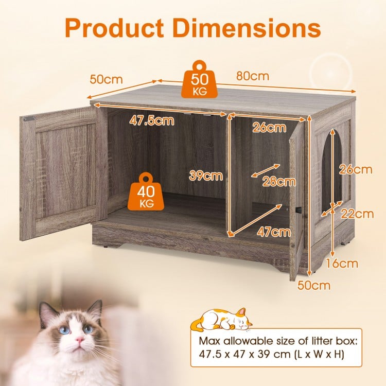 Cat Litter Box Enclosure Furniture Indoor Wooden Cat House End Side Table Nightstand-Brown