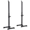 Soozier Adjustable Stable Power Squat Stand Portable 2 Bars Barbell Holder Weight Lifting Rack Black for Home Gym Workout