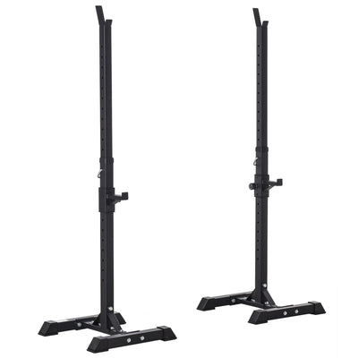 Soozier Adjustable Stable Power Squat Stand Portable 2 Bars Barbell Holder Weight Lifting Rack Black for Home Gym Workout 