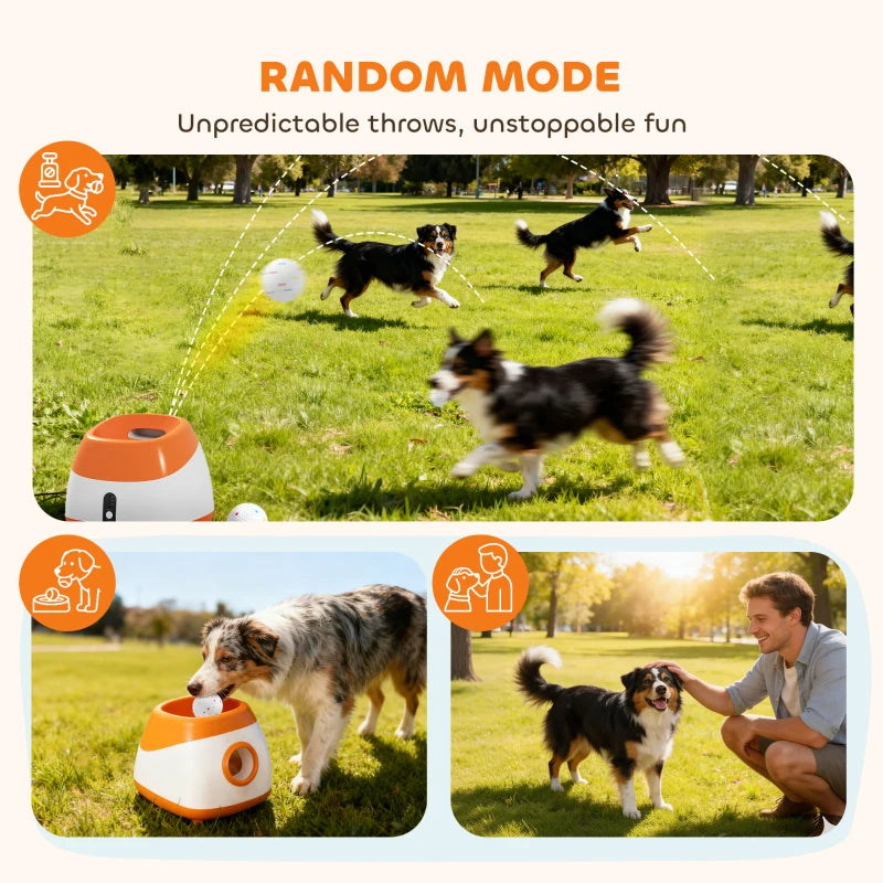 Automatic Dog Ball Launcher, Automatic Ball Launcher with 3 ETPU Balls, 26-79ft, for Medium and Large Dogs, Orange