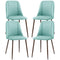 HOMCOM Upholstered Dining Chairs Set of 4, Velvet Accent Chair with Back and Wood-grain Steel Leg for Kitchen, Light Green