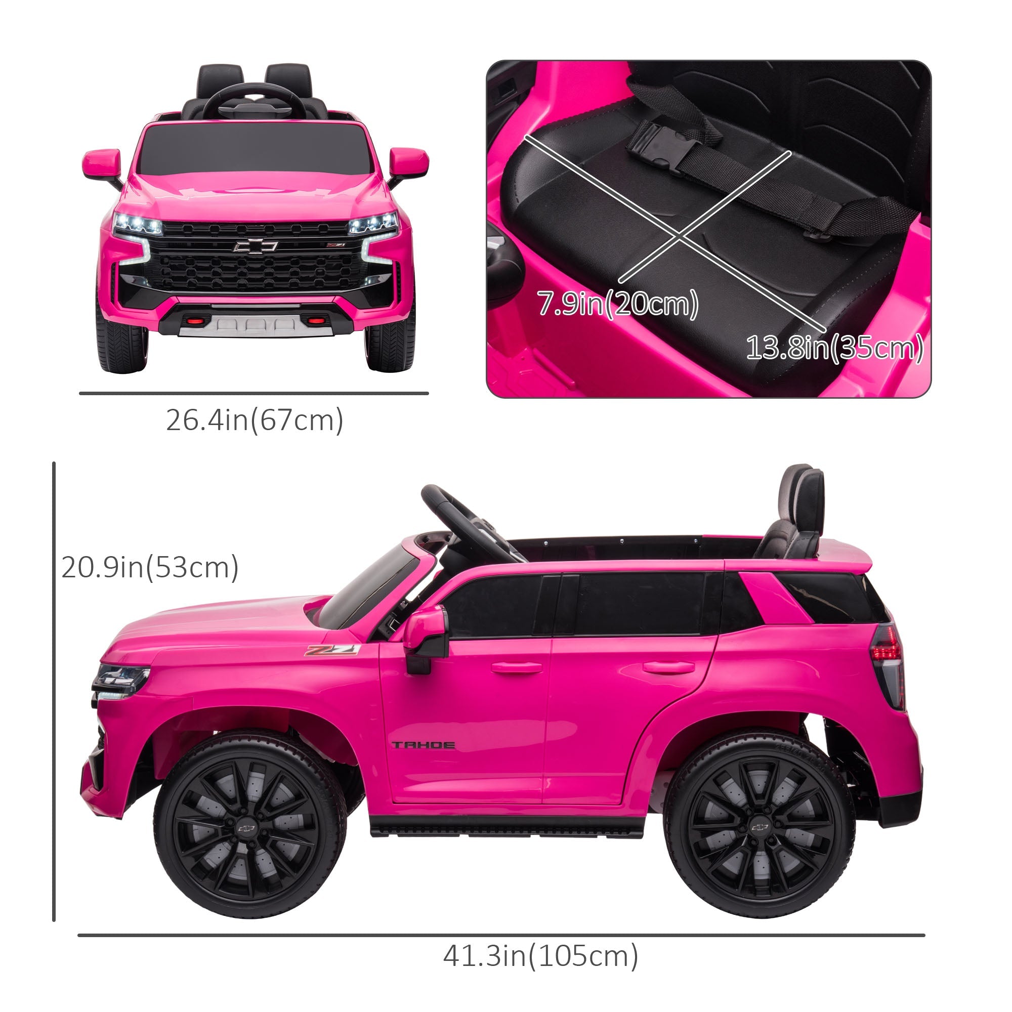 Aosom 12V Ride on Car Licensed Chevrolet TAHOE Remote Control 3 Speed LED Light Horn Music Kids Electric Vehicle 