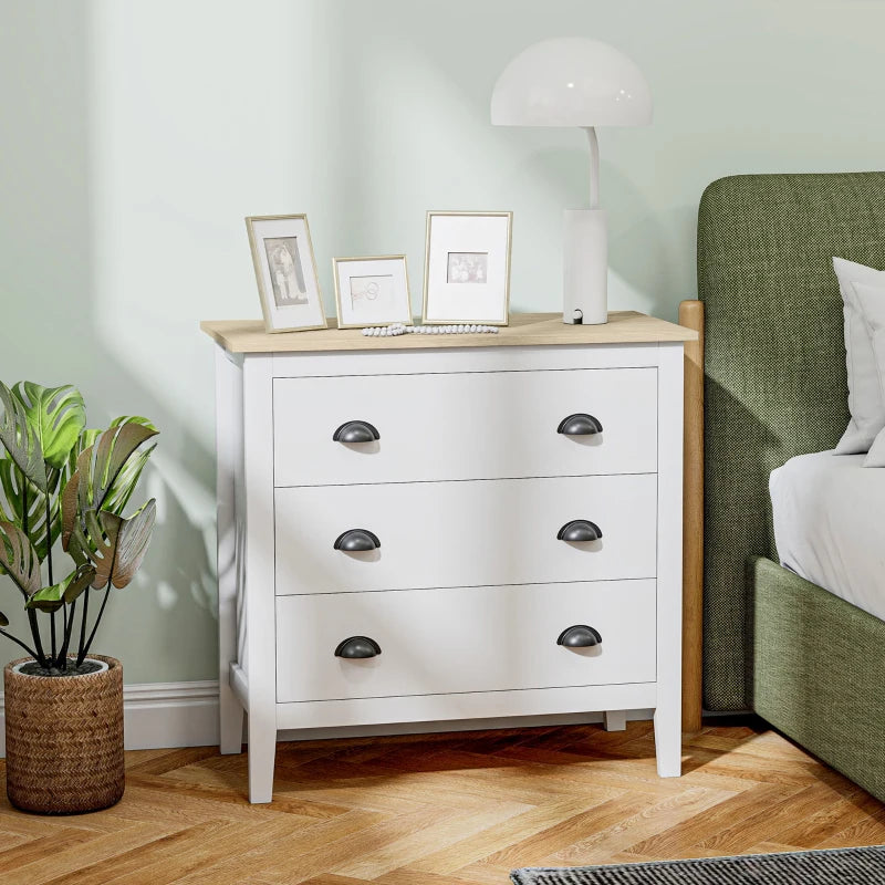 Chest of Drawers with Anti-Tipping, Simple Setup, Easy Clean, Quiet Slides, Modern 3 Drawer Dresser, White