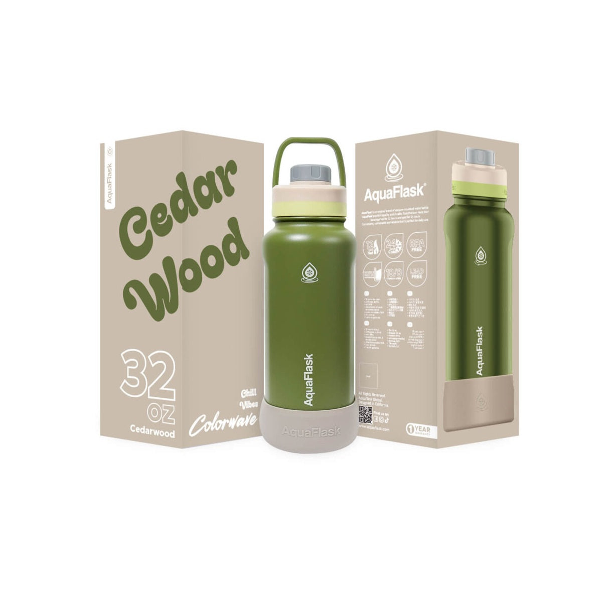 Aqua Flask Colorwave 32oz – Stainless Steel, Vacuum Insulated, Hot & Cold, Leak Proof, Travel & Office Bottle 