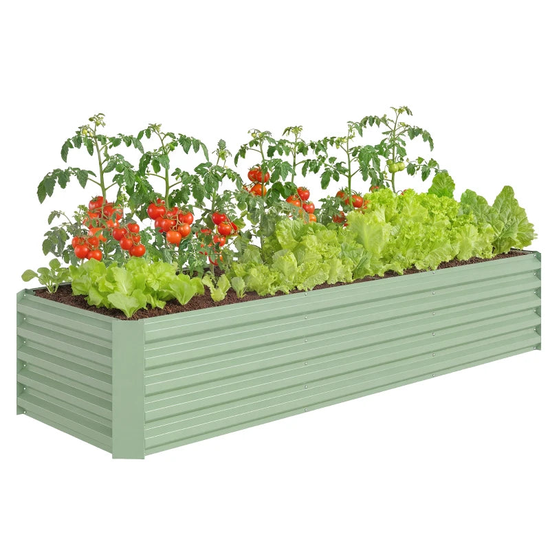 8 x 2.6 x 1.5ft Galvanized Raised Garden Bed, Reinforced Outdoor Planter Box with Open Bottom, Light Green