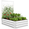 Galvanized Raised Garden Bed with Trellis for Climbing Plants, Outdoor Planter Box with Open Bottom, Silver