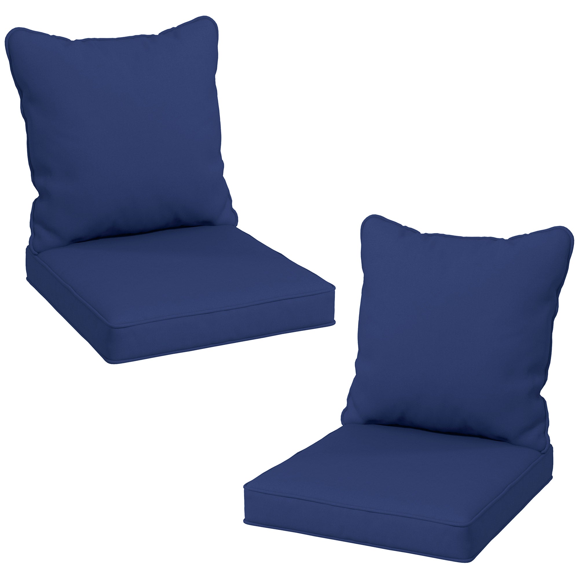 Outsunny 4-Piece Seat Cushion Back Pillows Replacement, Patio Chair Cushions Set for Indoor Outdoor, Dark Blue 