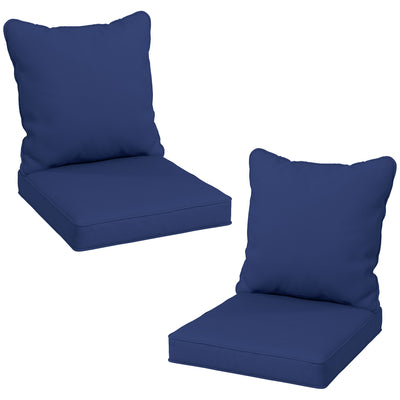 Outsunny 4-Piece Seat Cushion Back Pillows Replacement, Patio Chair Cushions Set for Indoor Outdoor, Dark Blue 