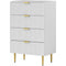 HOMCOM Modern Chest of Drawers 4 Drawer Dresser for Bedroom with Gold Legs and Handles, White
