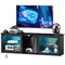 TV Stand with LED Lights, Modern Entertainment Center with Adjustable Glass Shelves, for TVs up to 65 Inch, Black