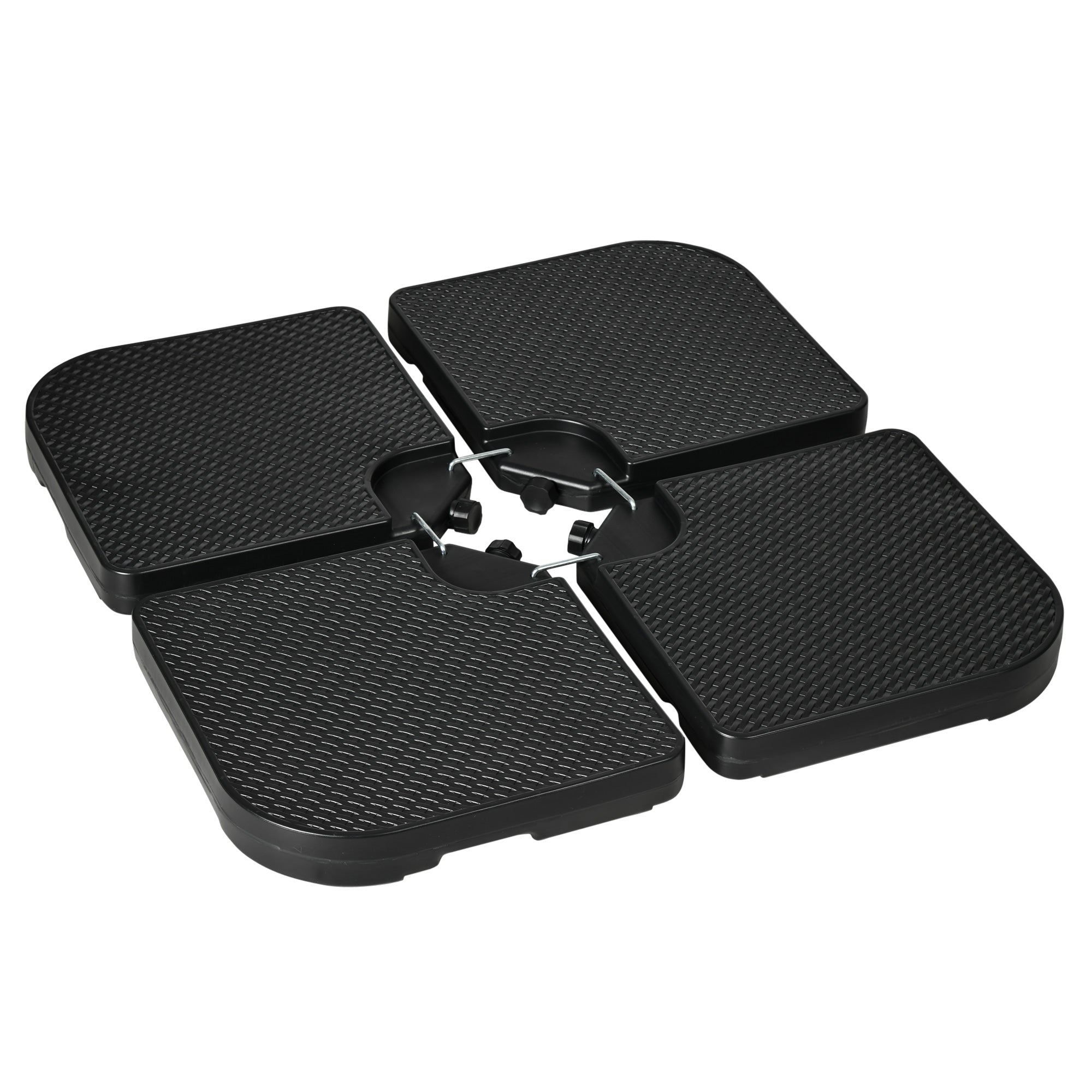 Outsunny Cantilever Umbrella Base Weights: 4PCs HDPE Water/Sand Fill with Handles for Offset Banana Parasol, Black 