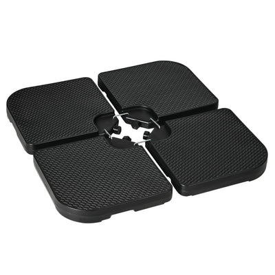 Outsunny Cantilever Umbrella Base Weights: 4PCs HDPE Water/Sand Fill with Handles for Offset Banana Parasol, Black 