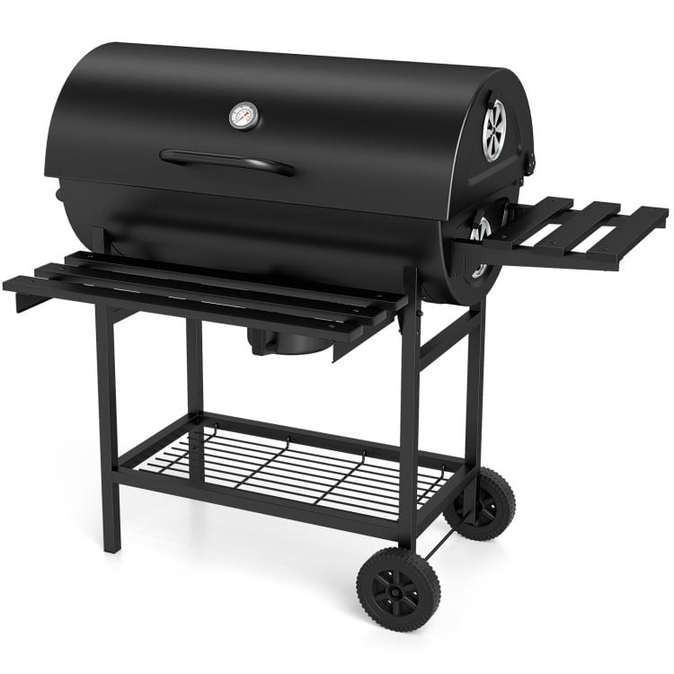 Charcoal BBQ Grill Outdoor Smoker Grill Combo with Thermometer