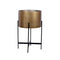 Chava Brass Mid-Century Planter with Black Stand – Handcrafted Antique Brass Planter for Artificial Plants, Multiple Sizes
