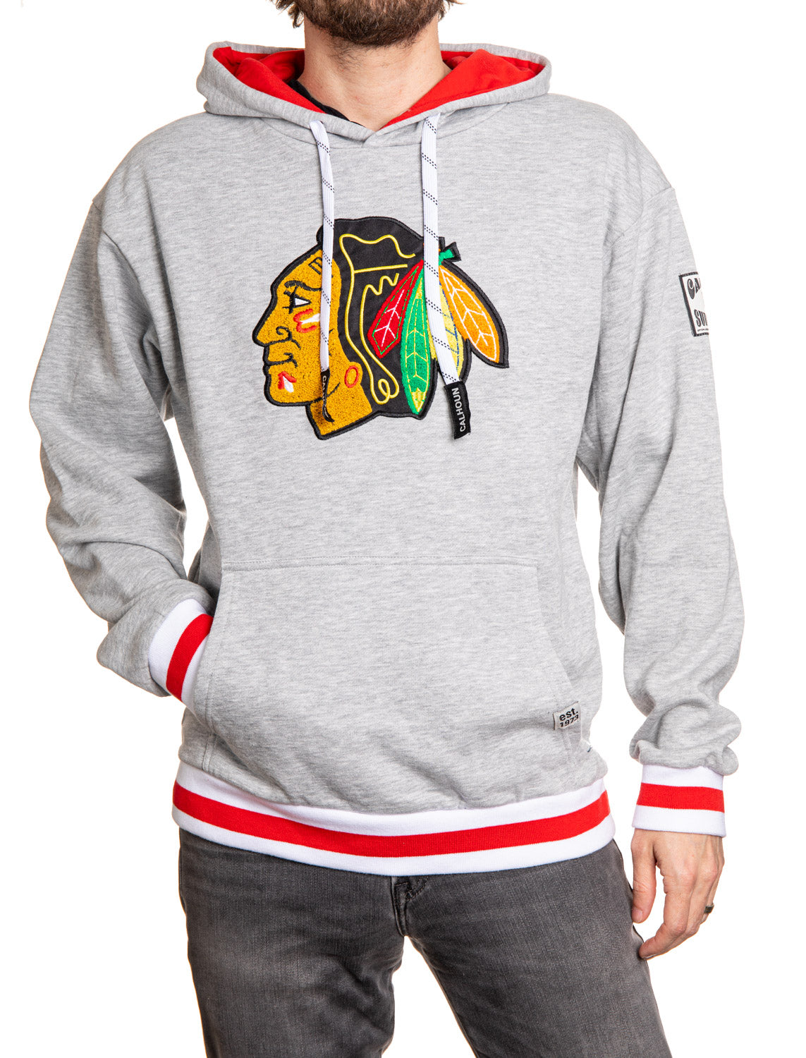 Chicago Blackhawks "Muskoka Style" Premium Chenille Woven Logo Hoodie 