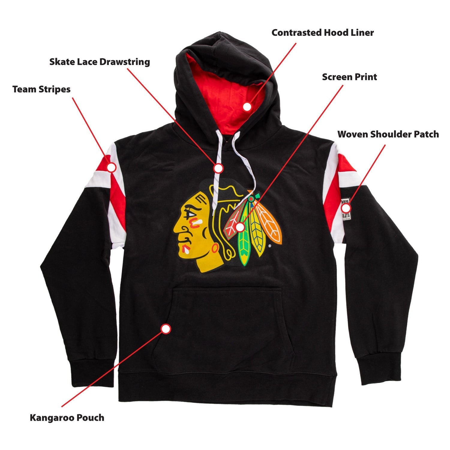 Chicago Blackhawks Varsity Retro Style Hoodie 