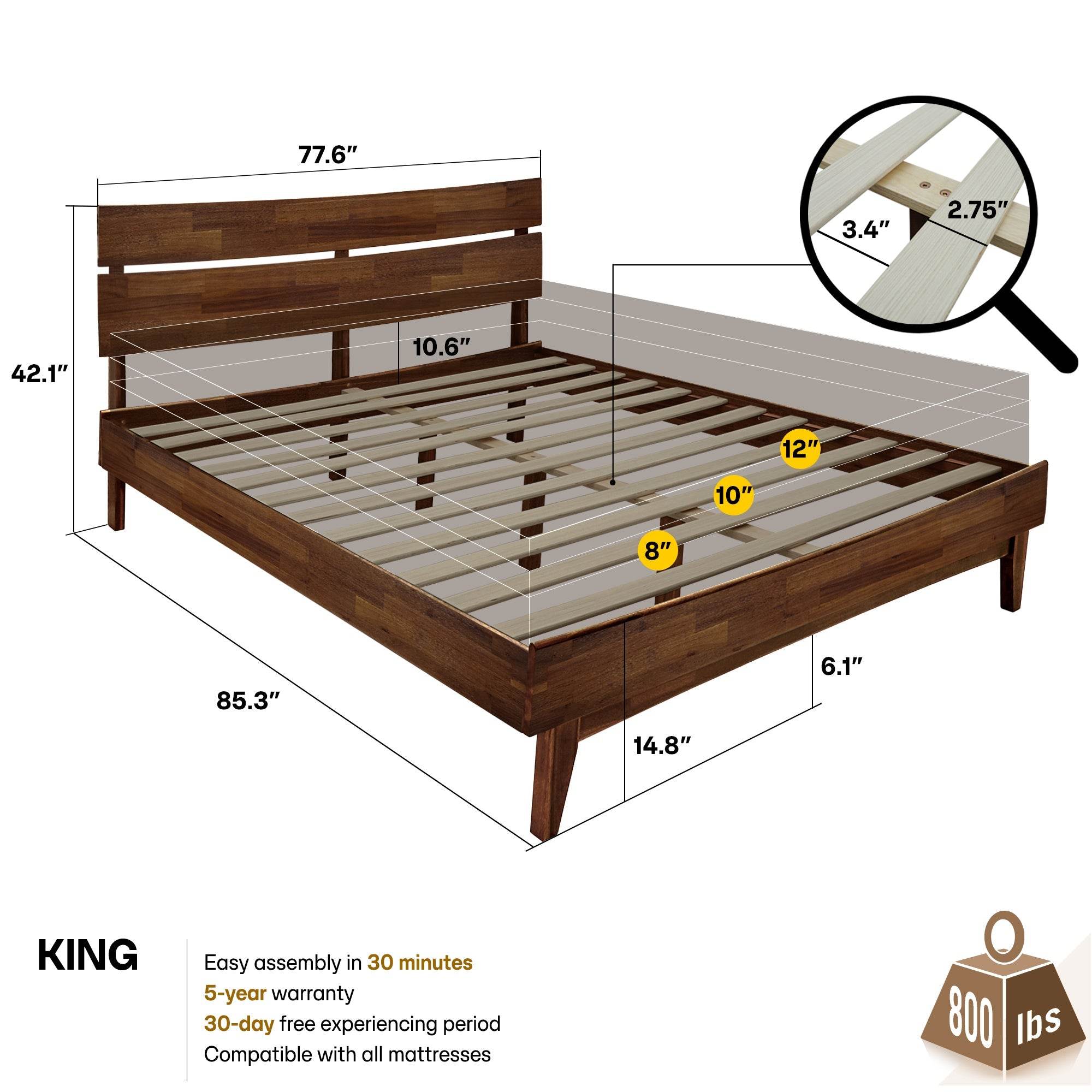 Aurora Solid Wood Bed Frame 