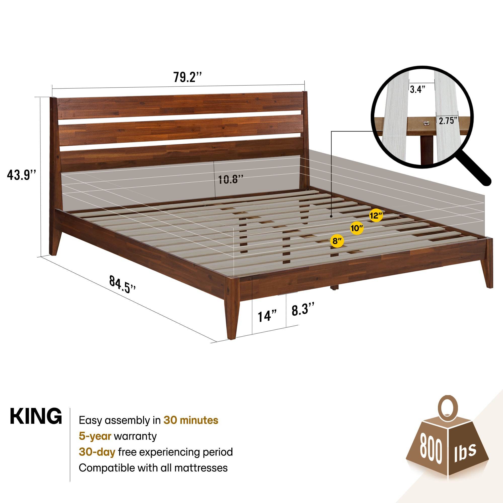 Emery Solid Wood Bed Frame 