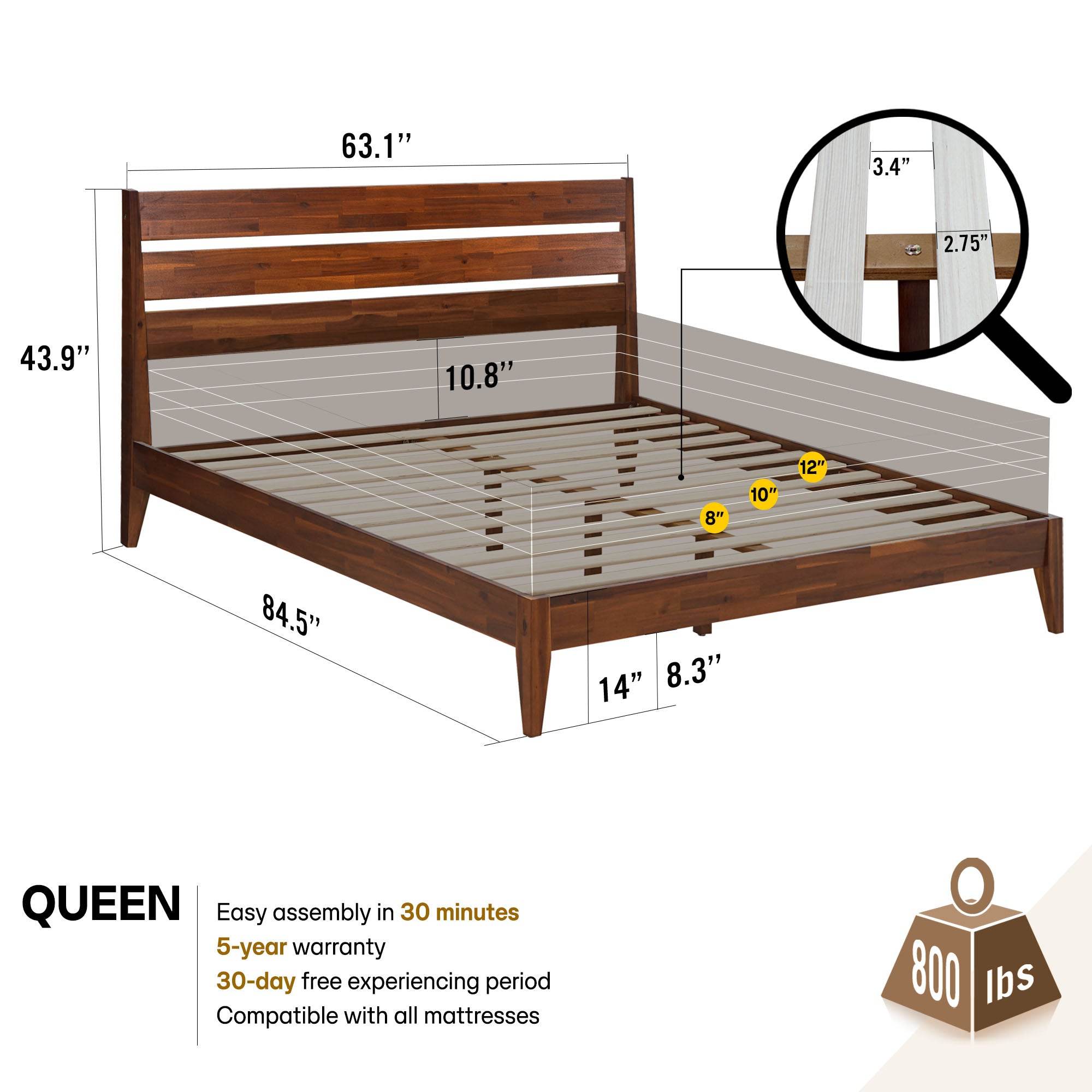 Emery Solid Wood Bed Frame 