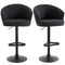 Adjustable Bar Stools Set of 2, Upholstered Kitchen Stools with Swivel Seat, Steel Frame, Footrest, ‎Black