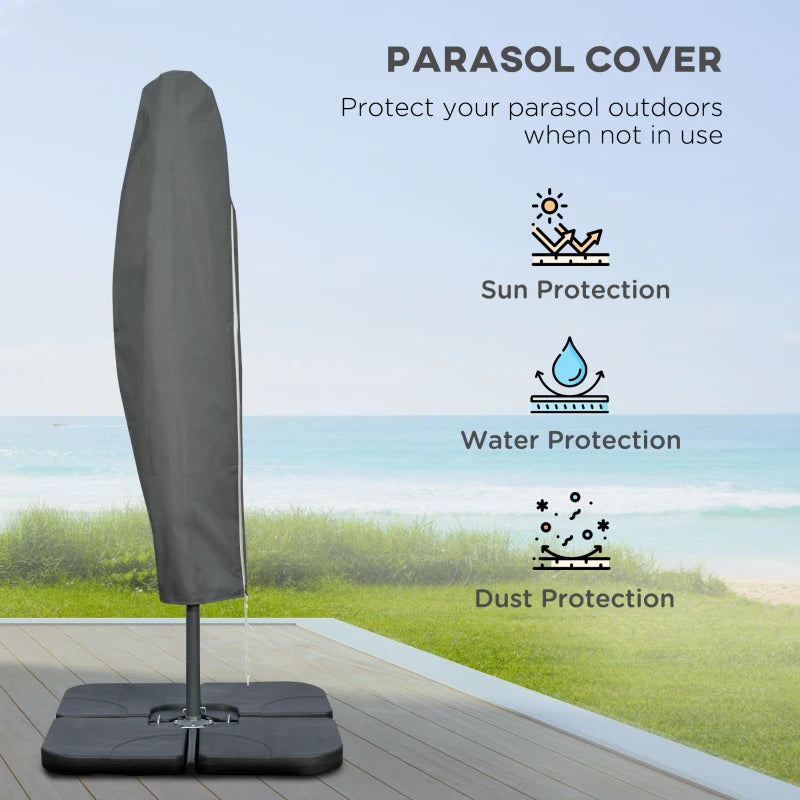 9.6ft Offset Patio Umbrella Garden Hanging Parasol Banana Cantilever Umbrella with Base, Crank, Navy Blue