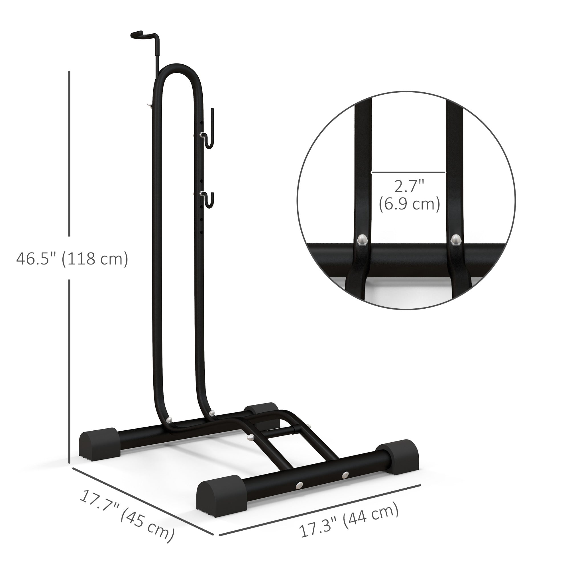 Soozier Vertical Horizontal Bike Rack Bicycle Storage Stand Adjustable Hooks 6"-28" 700c Bikes 