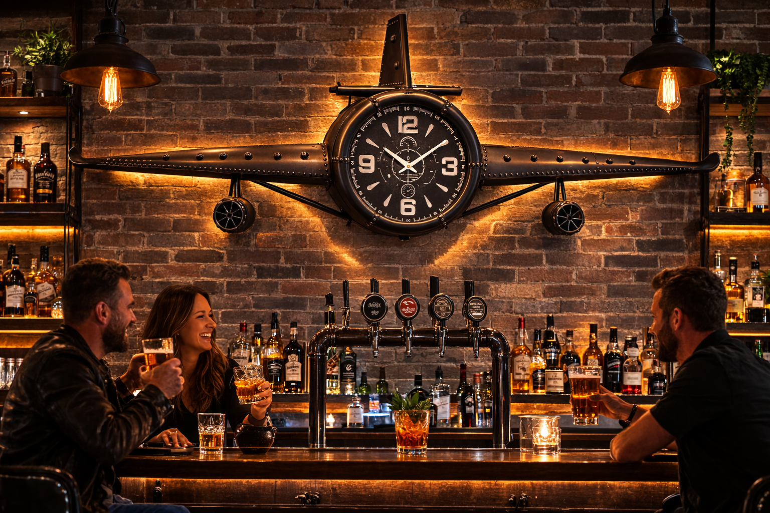Large Rustic Vintage Fighter Wall Clock - Metal (large)