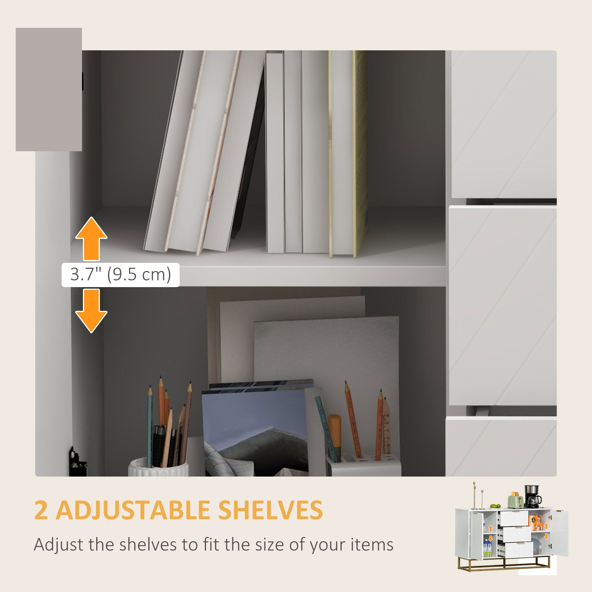 HOMCOM Contemporary Chic: 3-Drawer Storage Sideboard with Metal Handles, Freestanding Dresser for Dining Room 