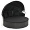 Clamshell Patio Round Daybed with Retractable Canopy, Cushions & Throw Pillows