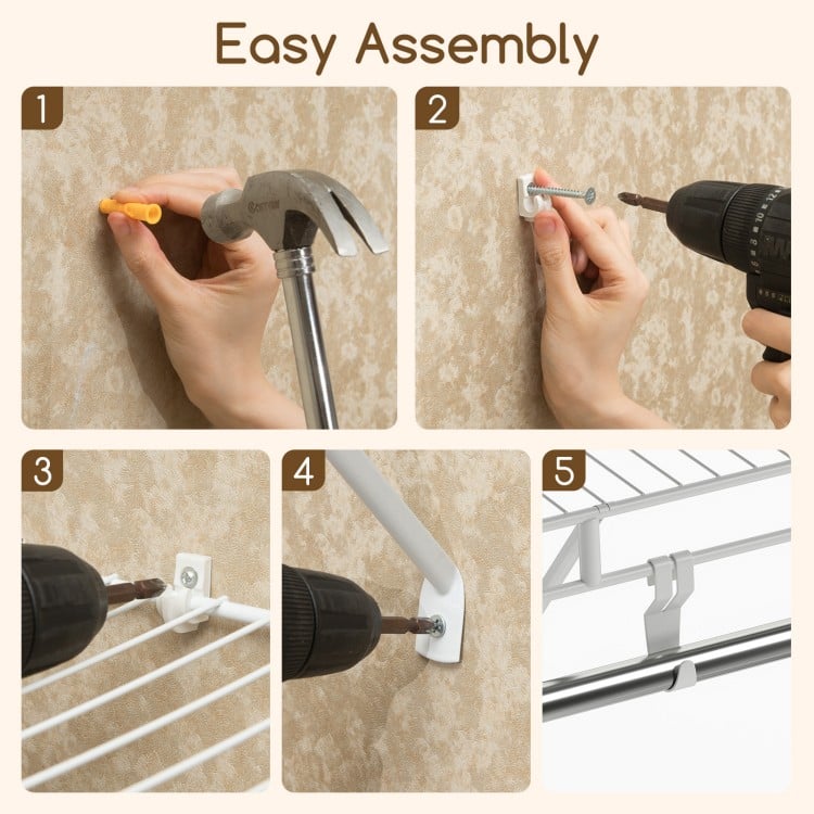Closet Shelves Wall Mounted with Ventilated Metal Wire Shelving Kit
