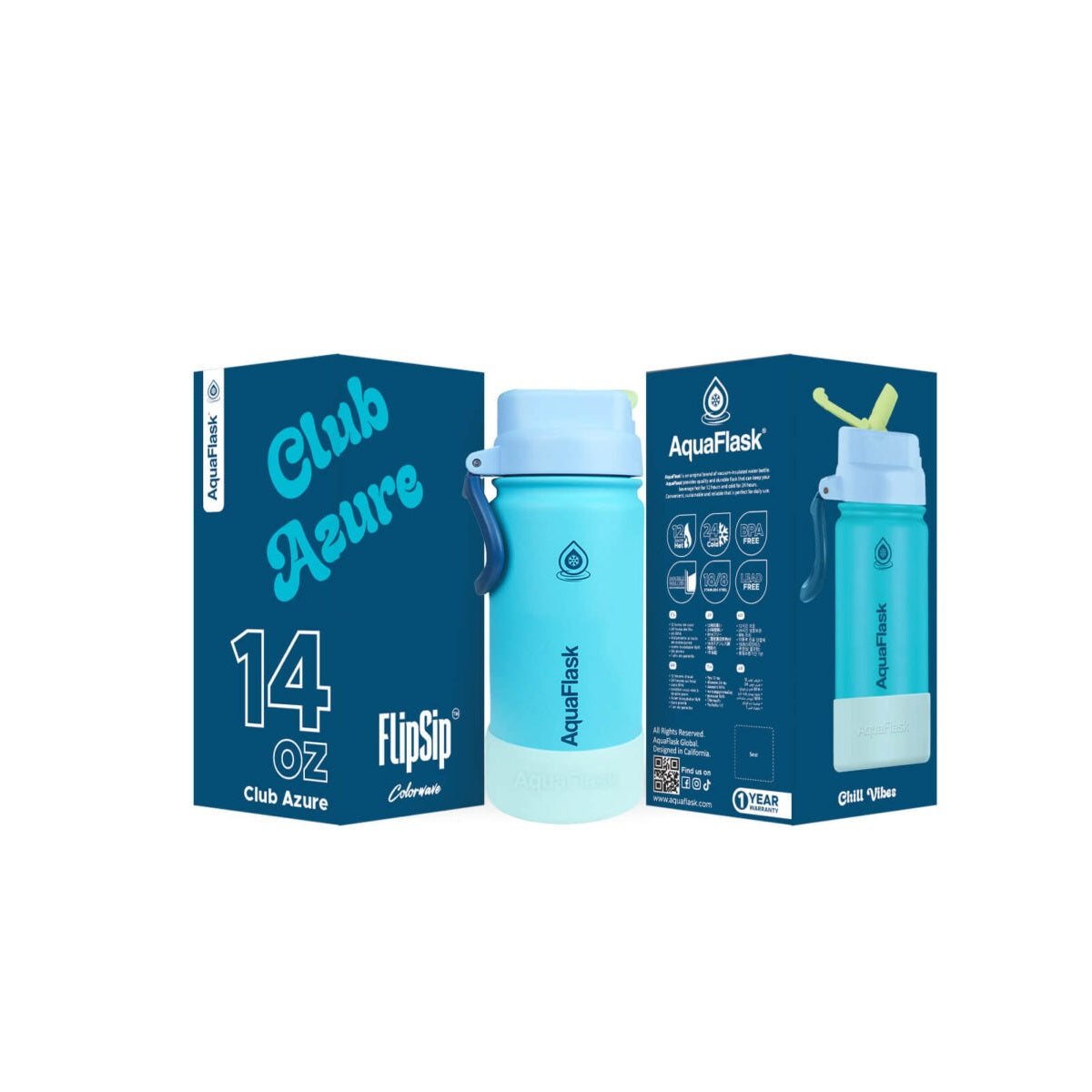 AquaFlask Kids FlipSip 414mL (14oz) Water Bottles 