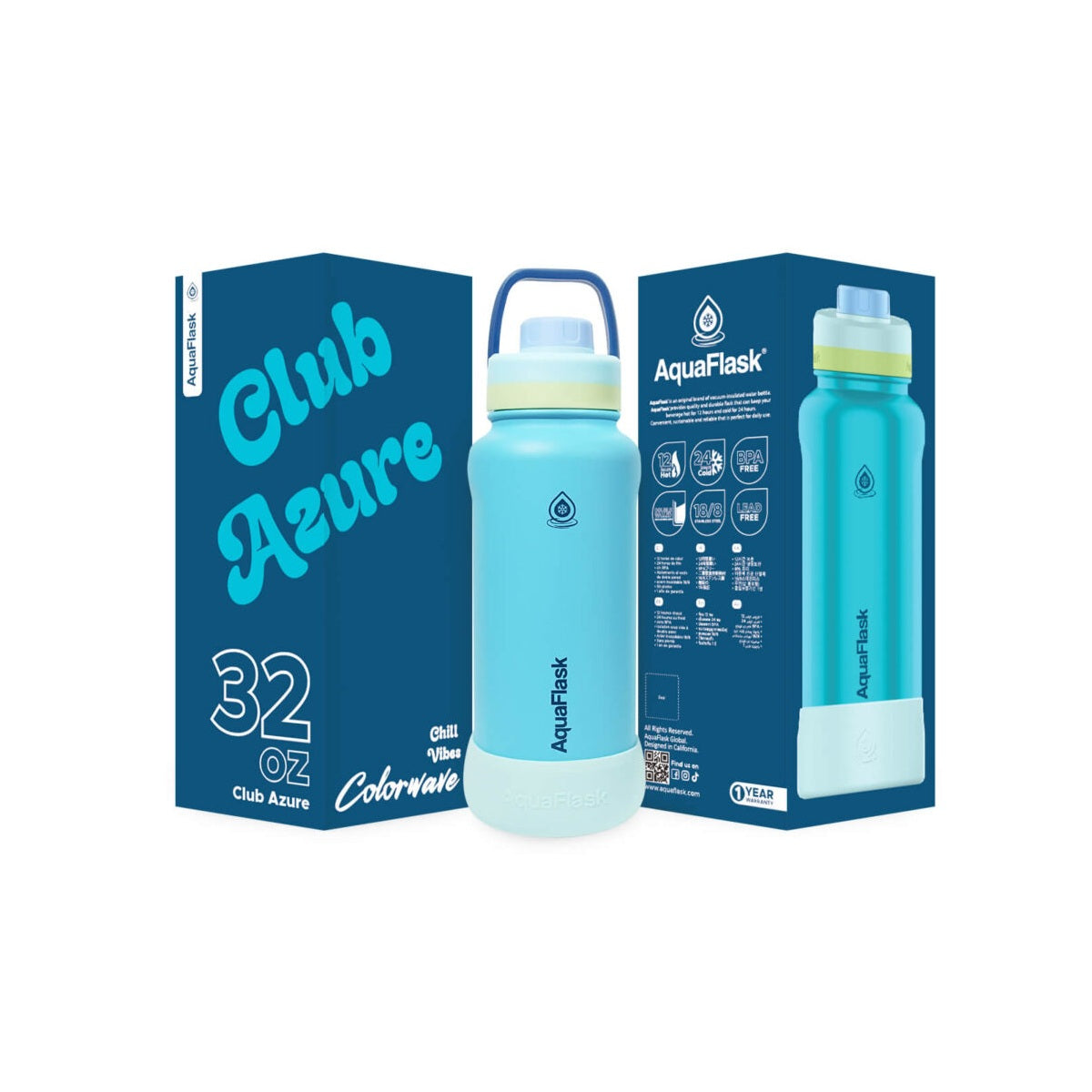 Aqua Flask Colorwave 32oz – Stainless Steel, Vacuum Insulated, Hot & Cold, Leak Proof, Travel & Office Bottle 