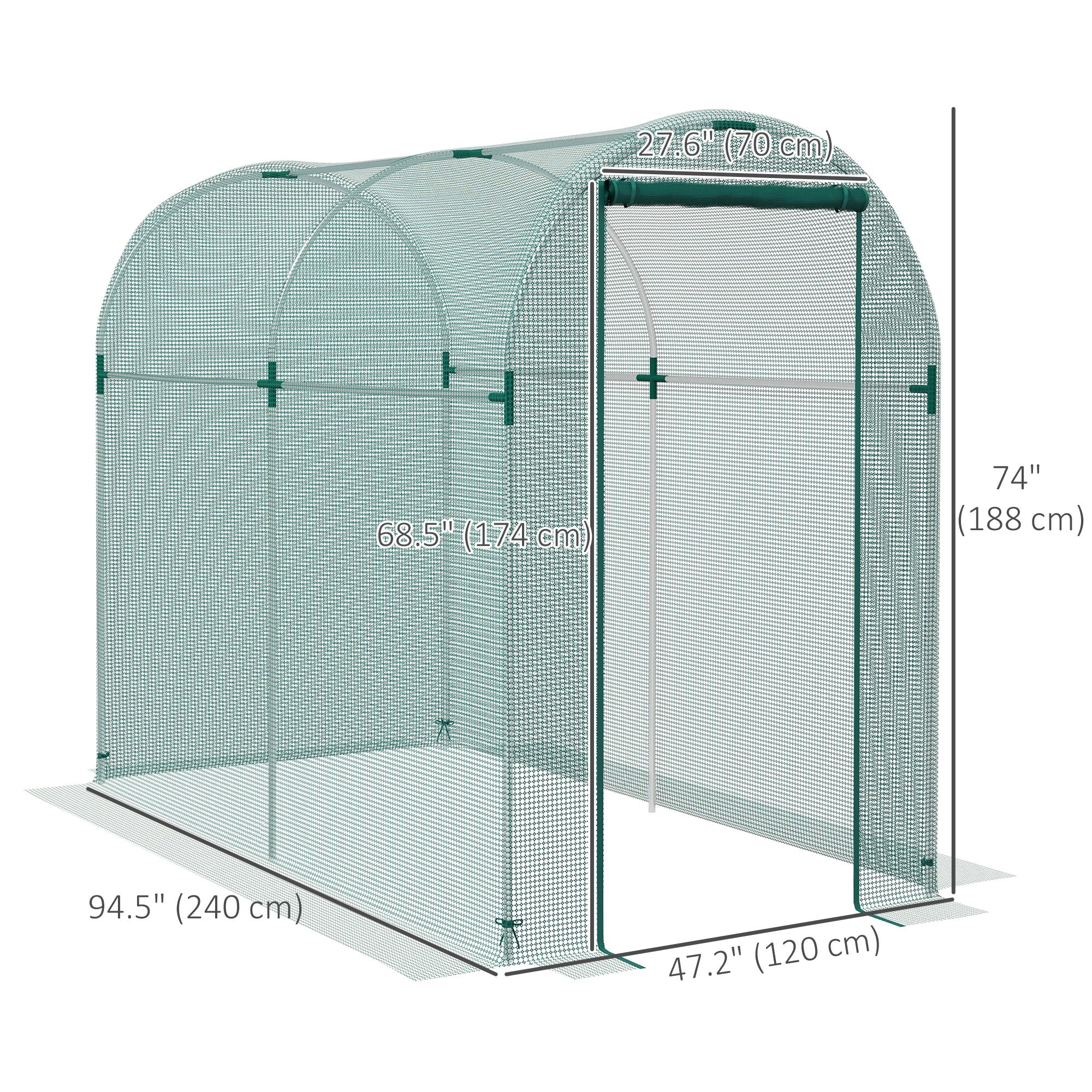 Outsunny Galvanized Steel Crop Cage, Plant Protection Tent with Zippered Door, 4' x 8', Green 