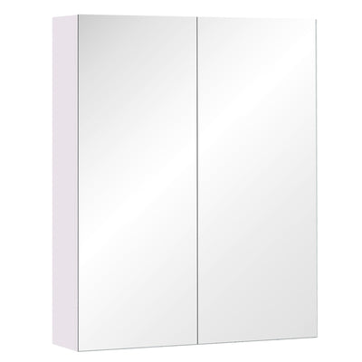 HOMCOM White Over Toilet Cabinet: Wall Mounted Bathroom Storage with Mirror & Adjustable Shelf Behind Double Doors 
