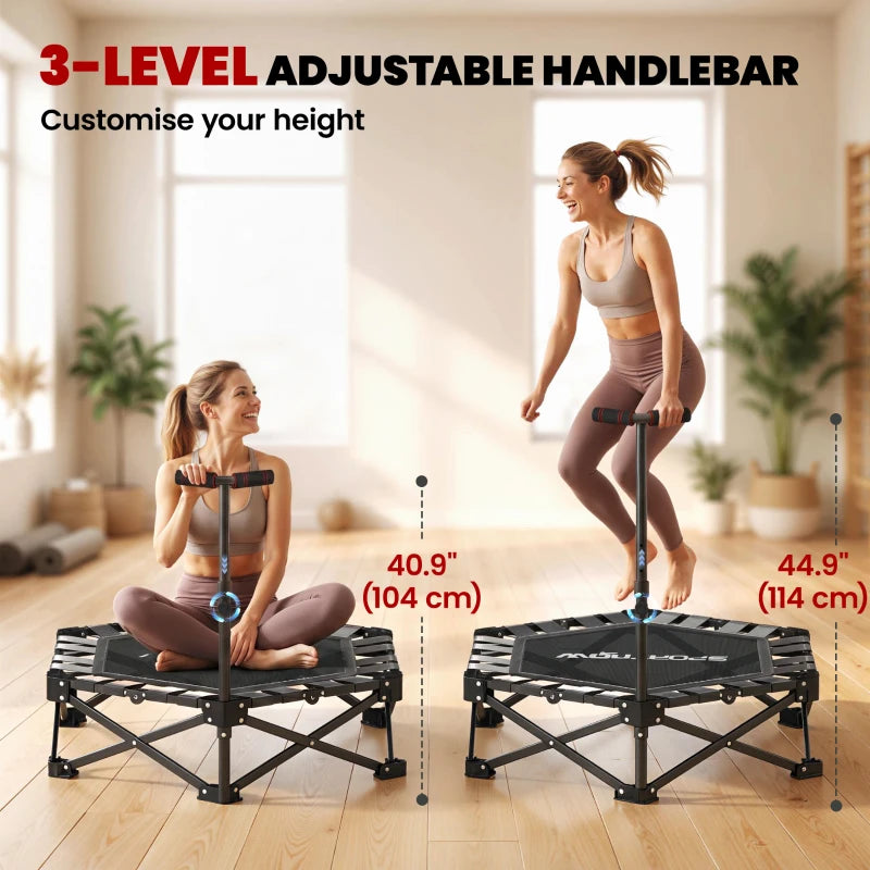 42-Inch Foldable Mini Fitness Trampoline with Adjustable Handlebar – 400 lb Capacity