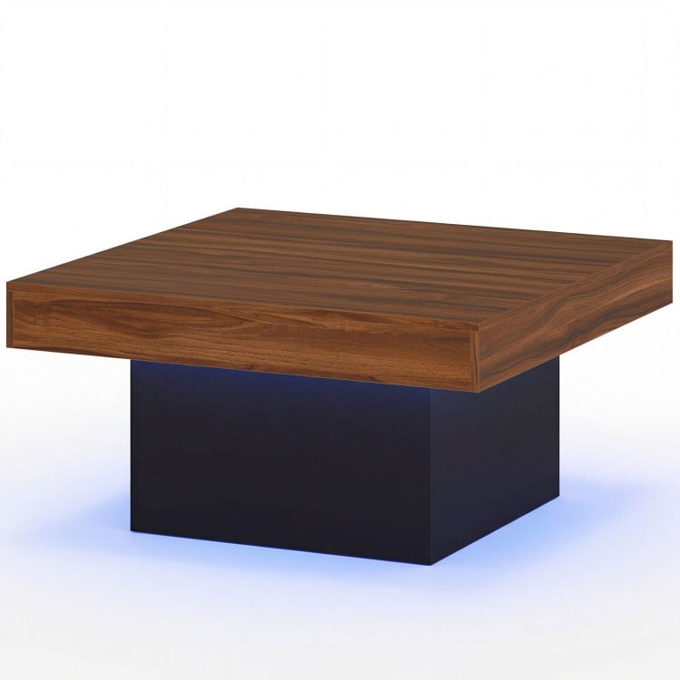 Coffee Table Accent Table with LED Lights and Dynamic Modes-Rustic Brown