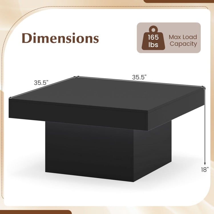 Coffee Table Accent Table with LED Lights and Dynamic Modes-Black