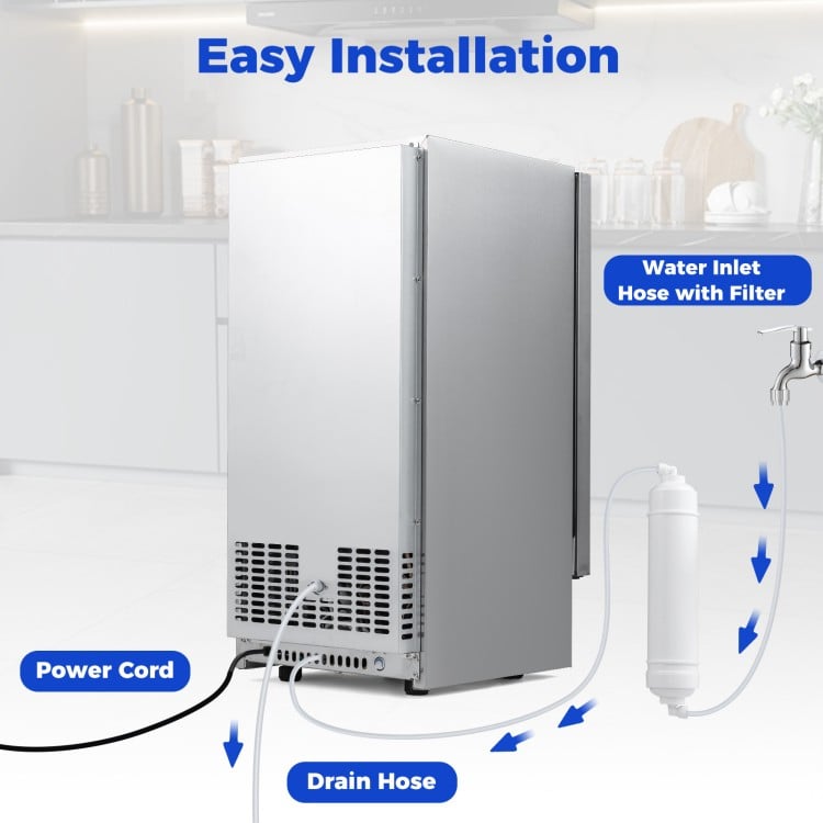 Commercial Ice Maker with 25 lbs Storage Capacity for Home Bar Cafe
